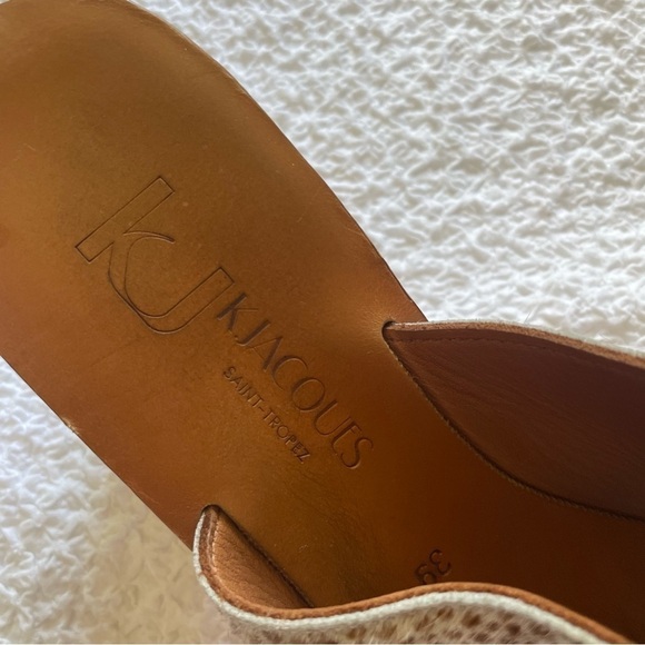 K. Jacques St. Tropez Animal Print Wedge Mules Wood Heel Size 9 (39) - Picture 9 of 13